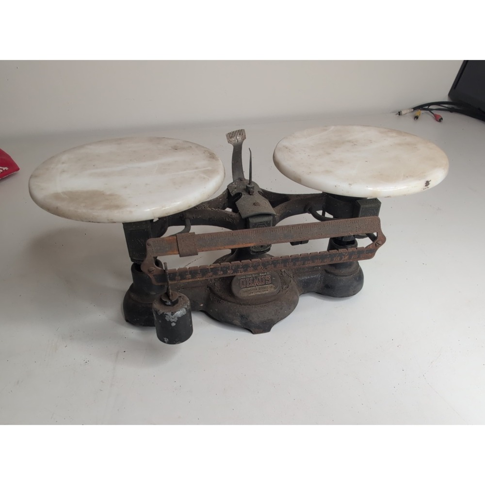 Vintage Ohaus Double Beam Laboratory Beam Balance Scale Two Pan, 2Kg